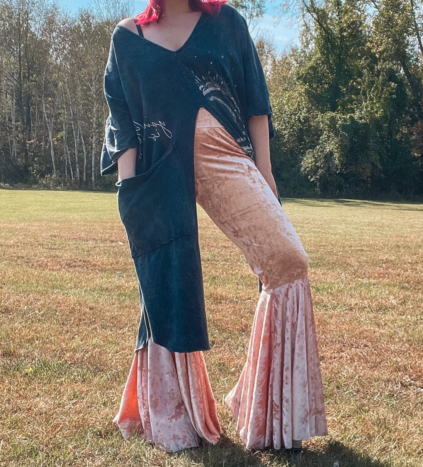 Pink Velvet Bell Bottoms