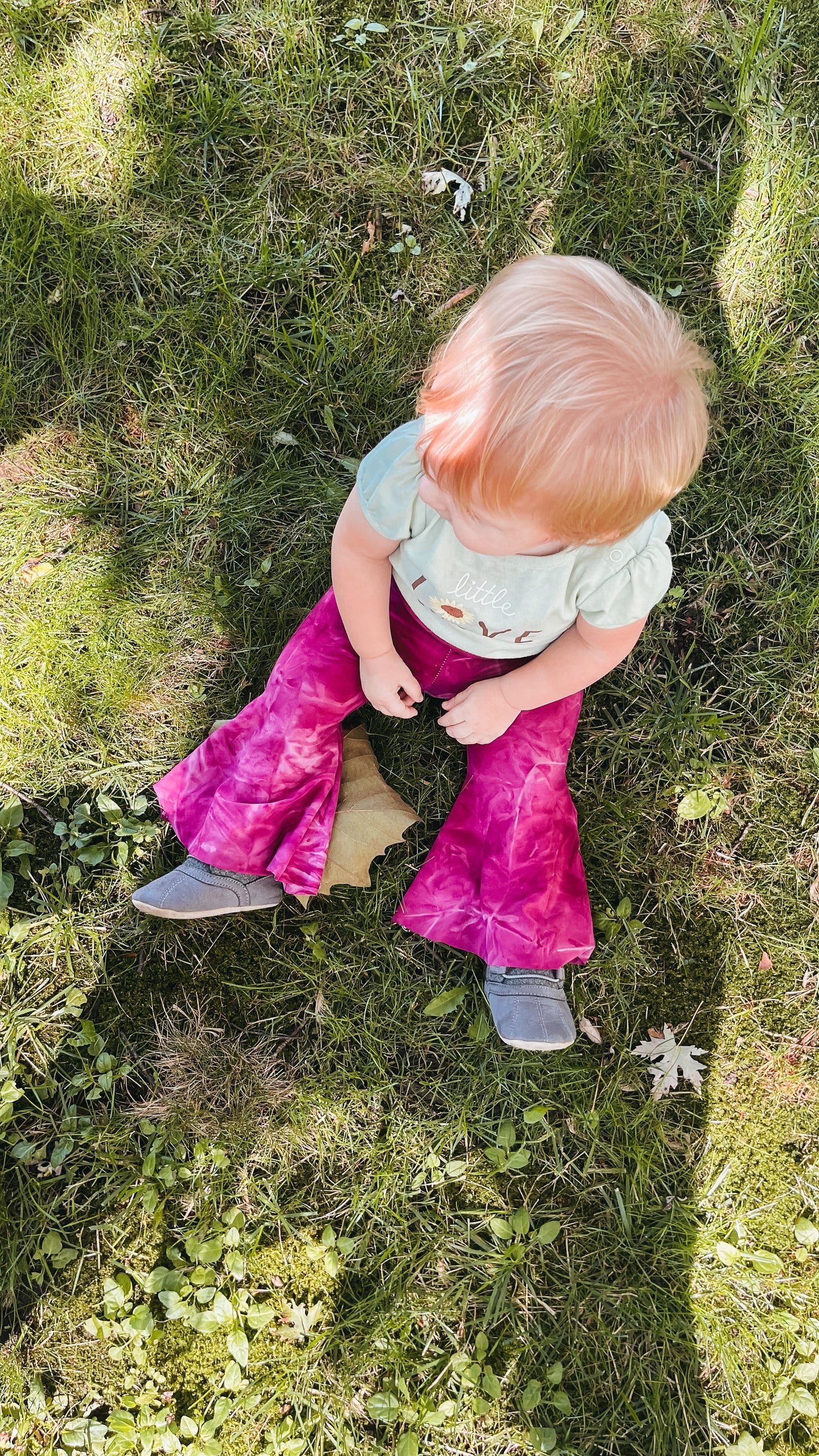 Merlot Pink Kids Tie Dye Bell Bottoms
