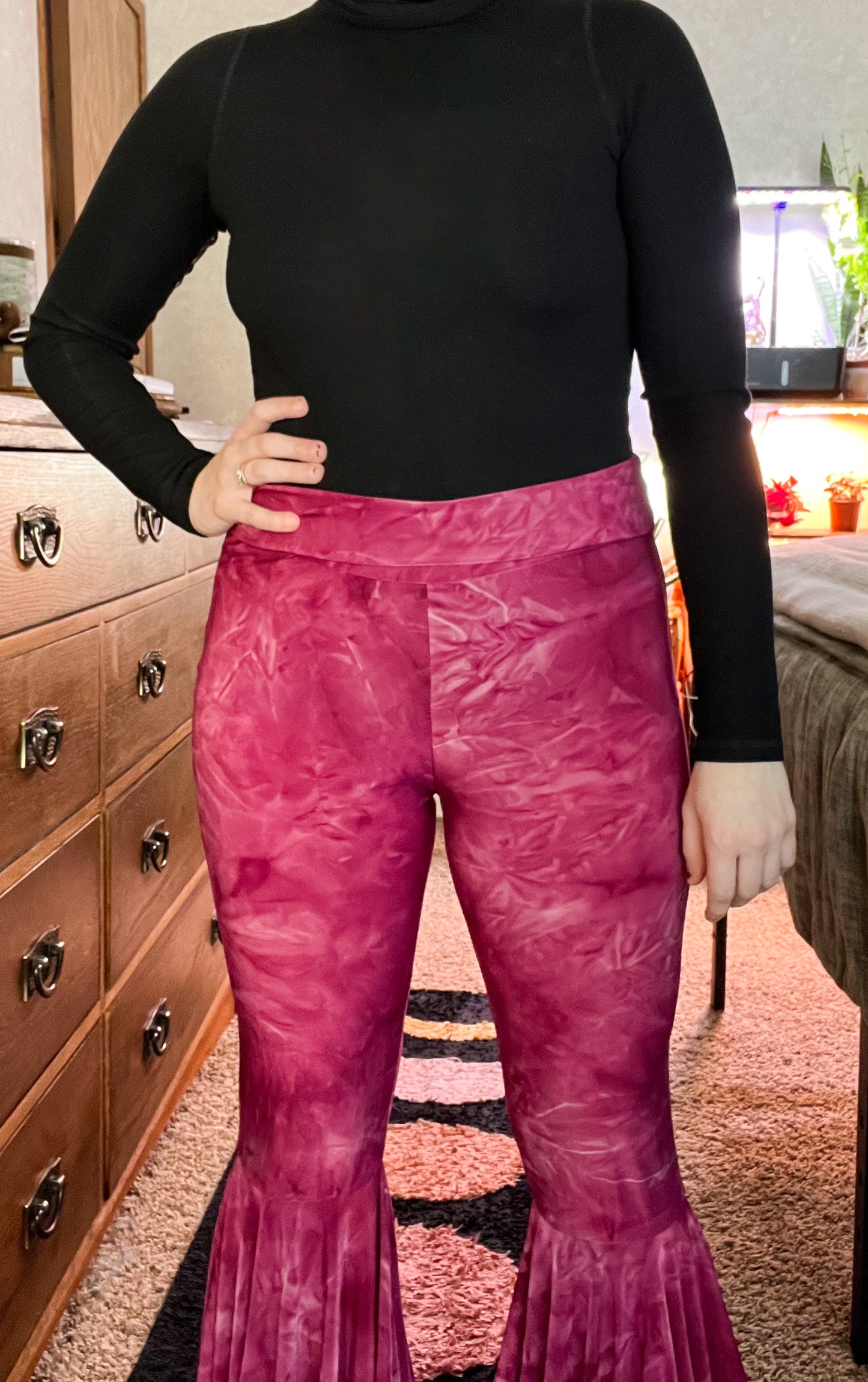 Merlot Pink Tie Dye Bell Bottoms