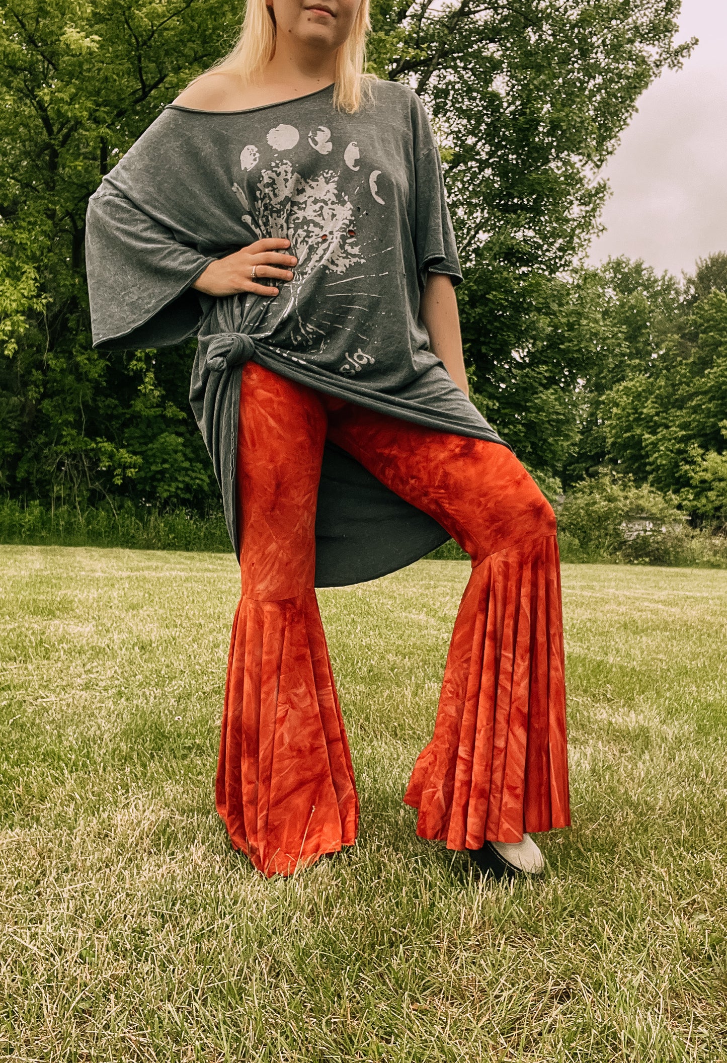 Rust Orange Tie Dye Bell Bottoms