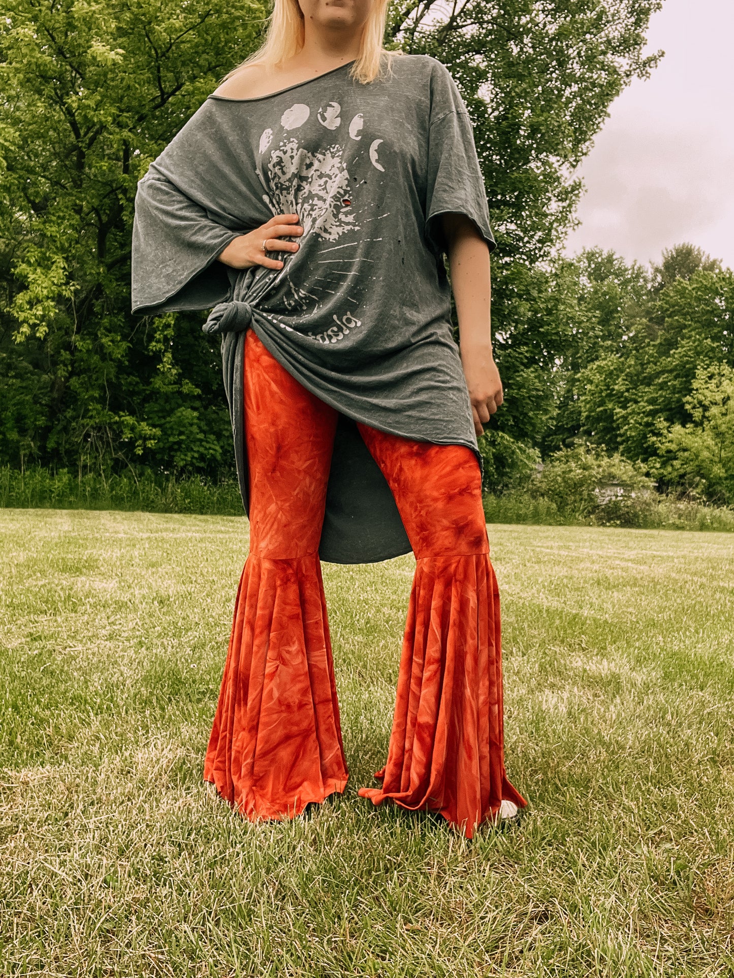 Rust Orange Tie Dye Bell Bottoms