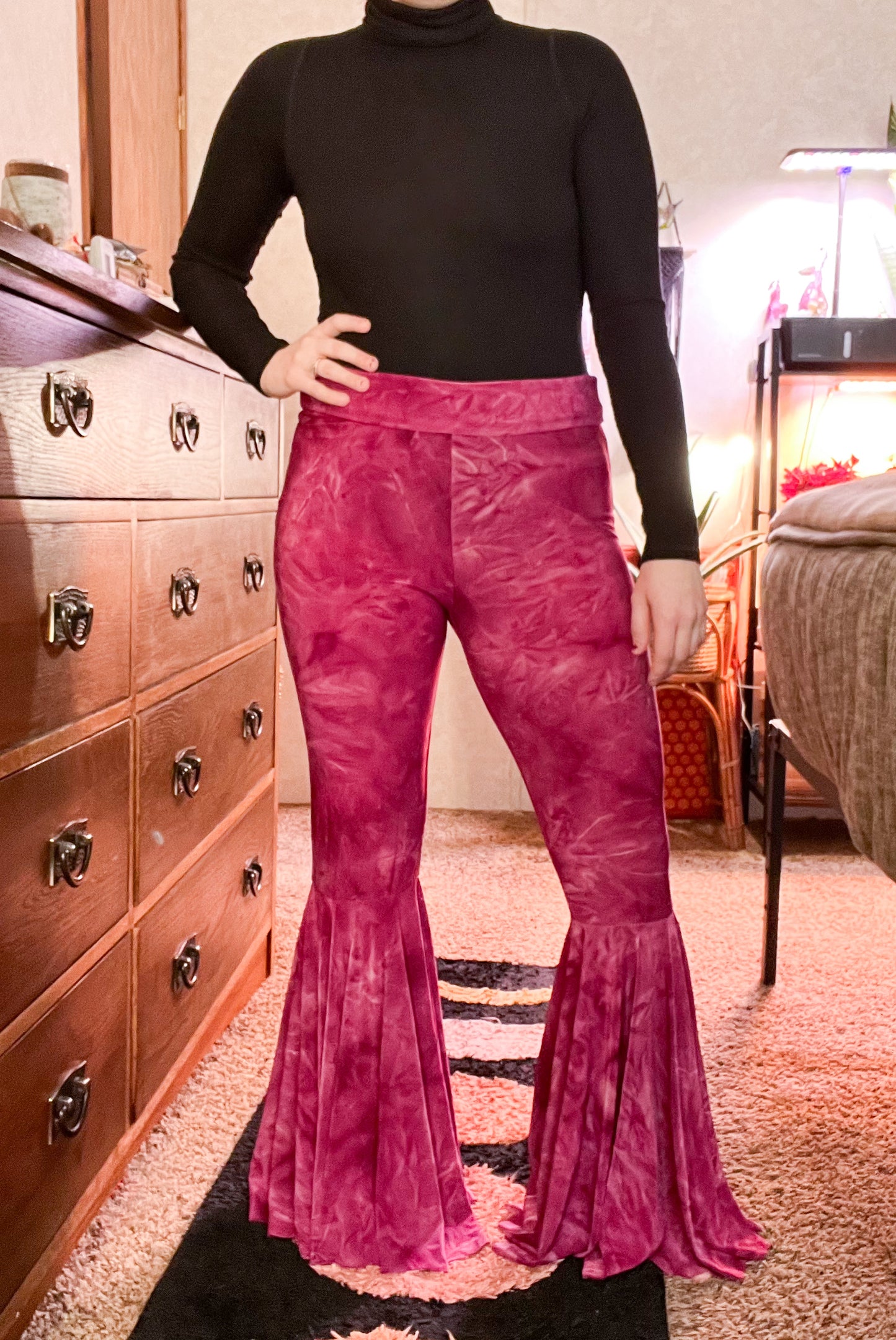 Merlot Pink Tie Dye Bell Bottoms