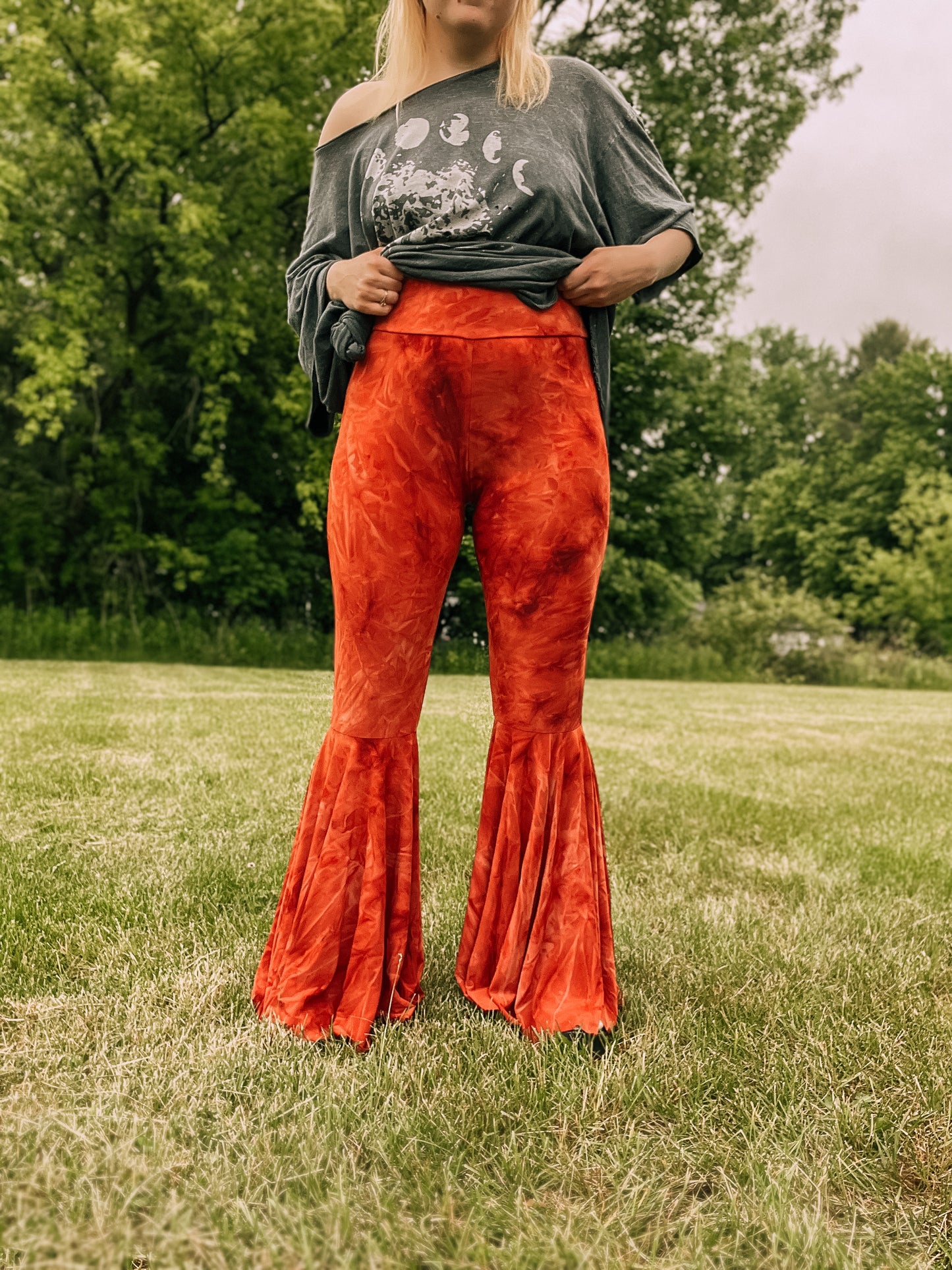 Rust Orange Tie Dye Bell Bottoms