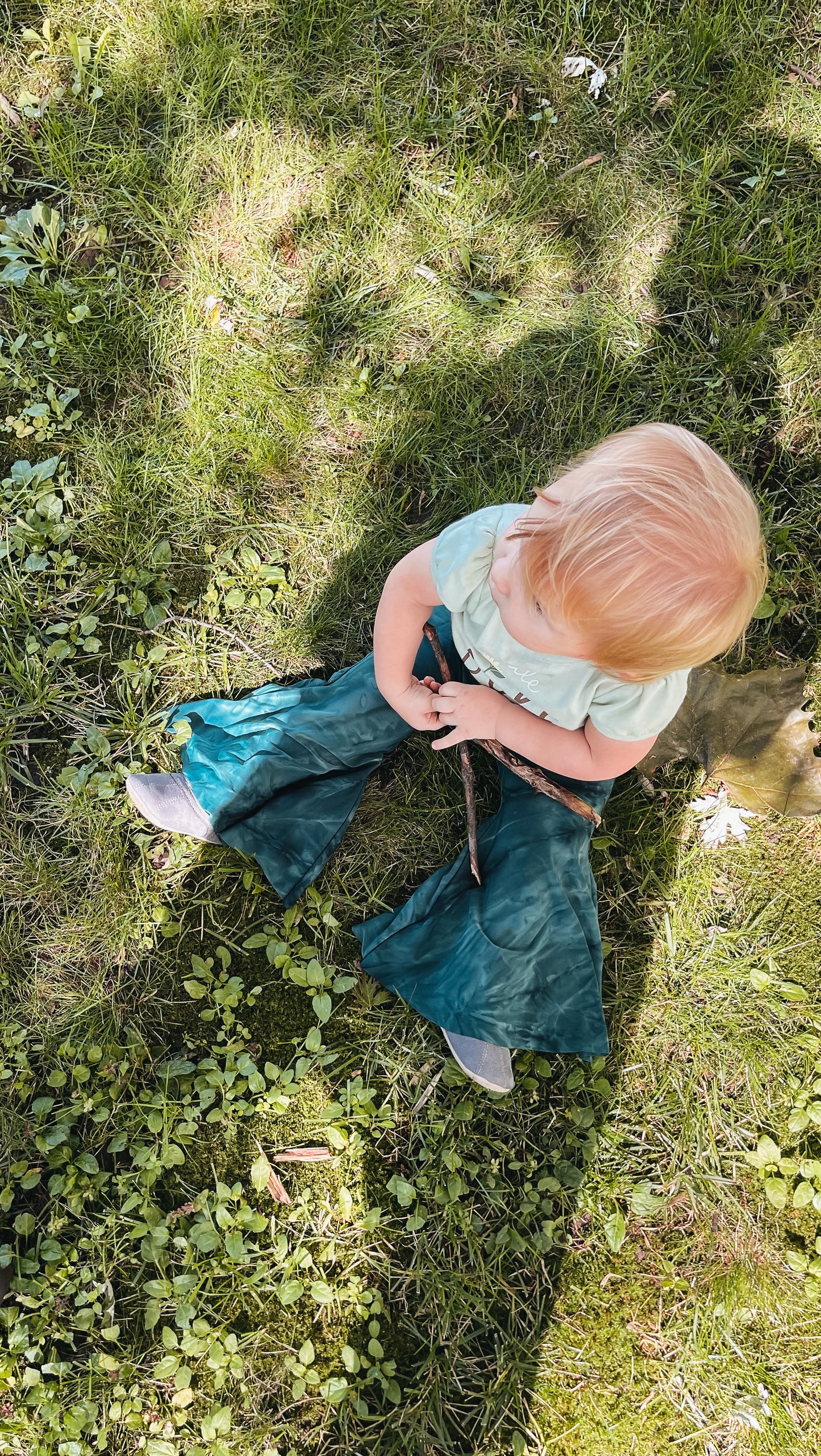 Forest Green Kid’s Tie Dye Bell Bottoms