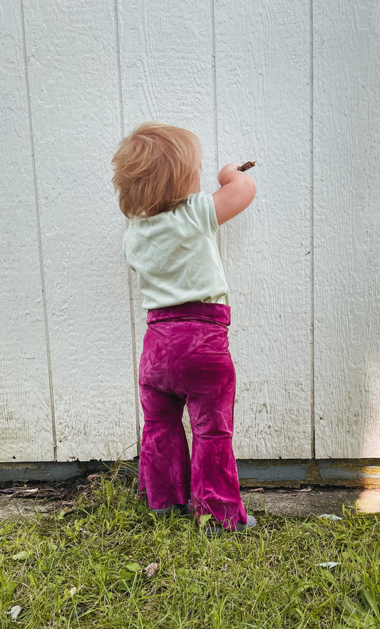 Merlot Pink Kids Tie Dye Bell Bottoms