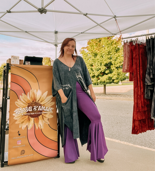 Purple Stretchy Cotton Adult Bell Bottoms