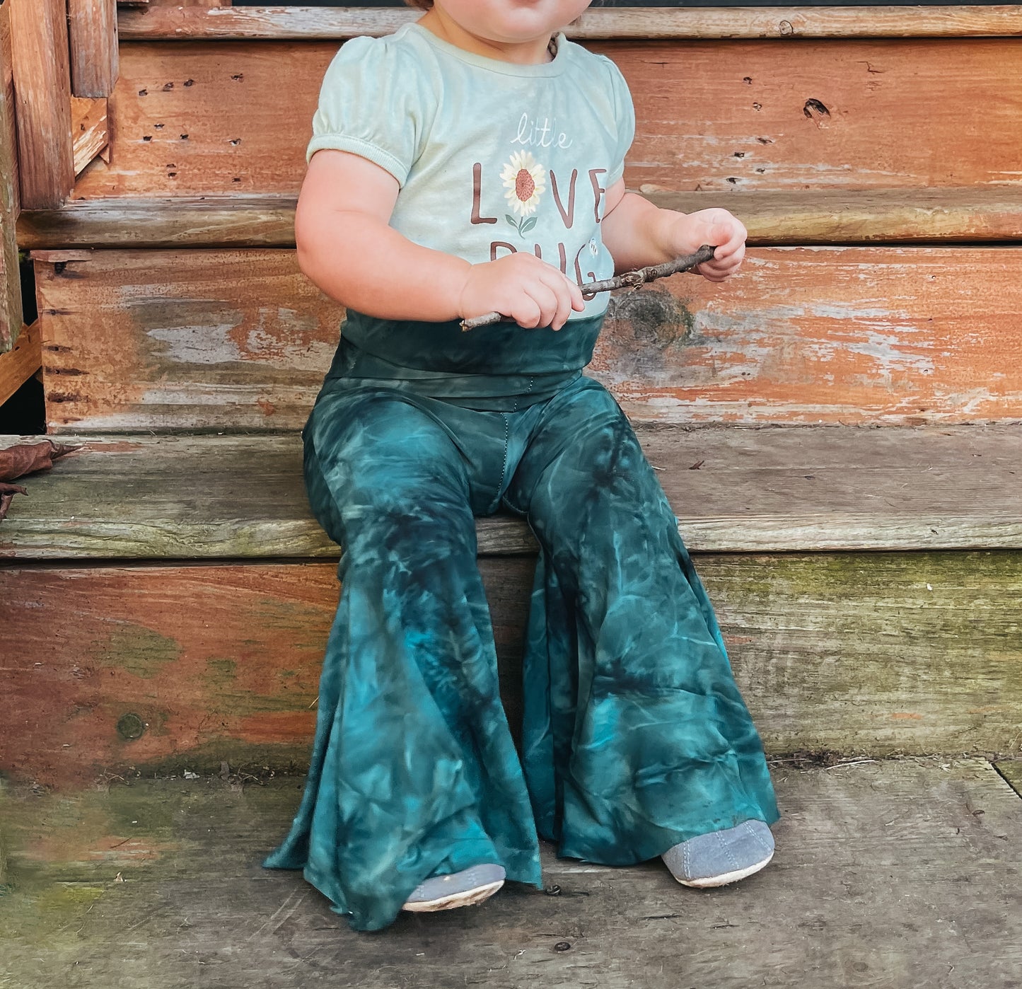 Forest Green Kid’s Tie Dye Bell Bottoms