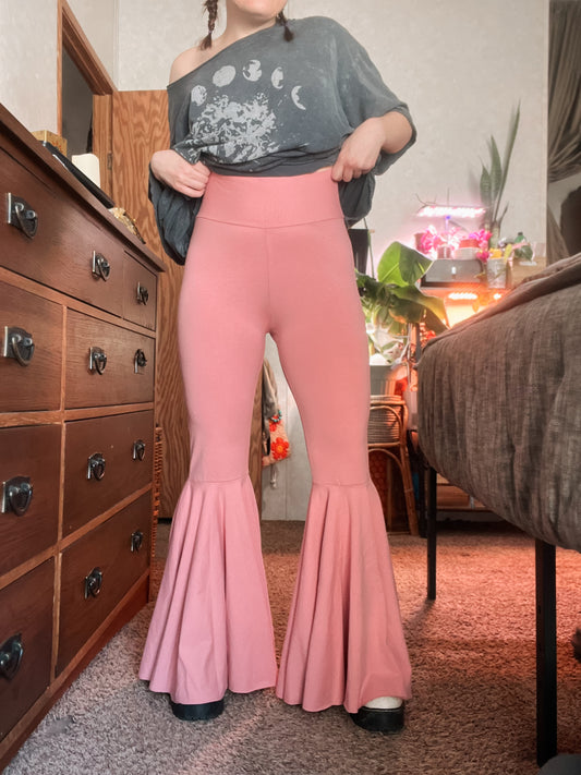 Baby Pink Stretchy Cotton Bell Bottoms