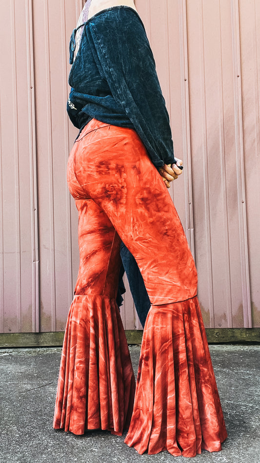 Rust Orange Tie Dye Bell Bottoms