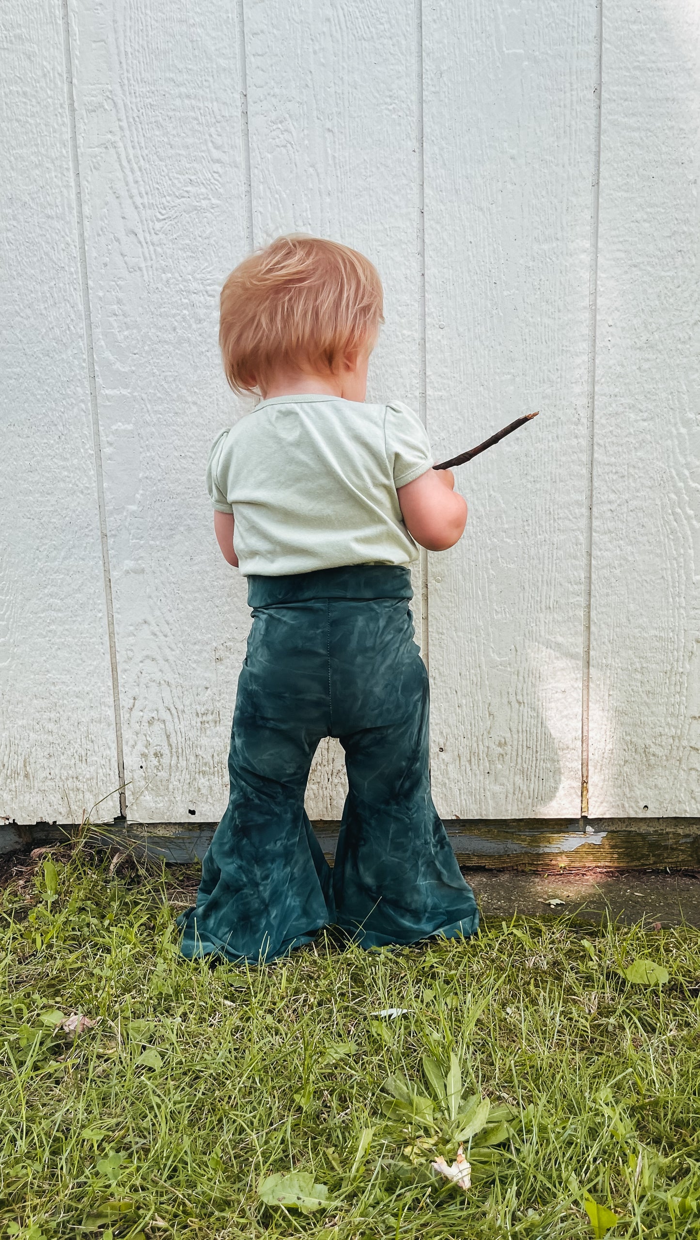 Forest Green Kid’s Tie Dye Bell Bottoms