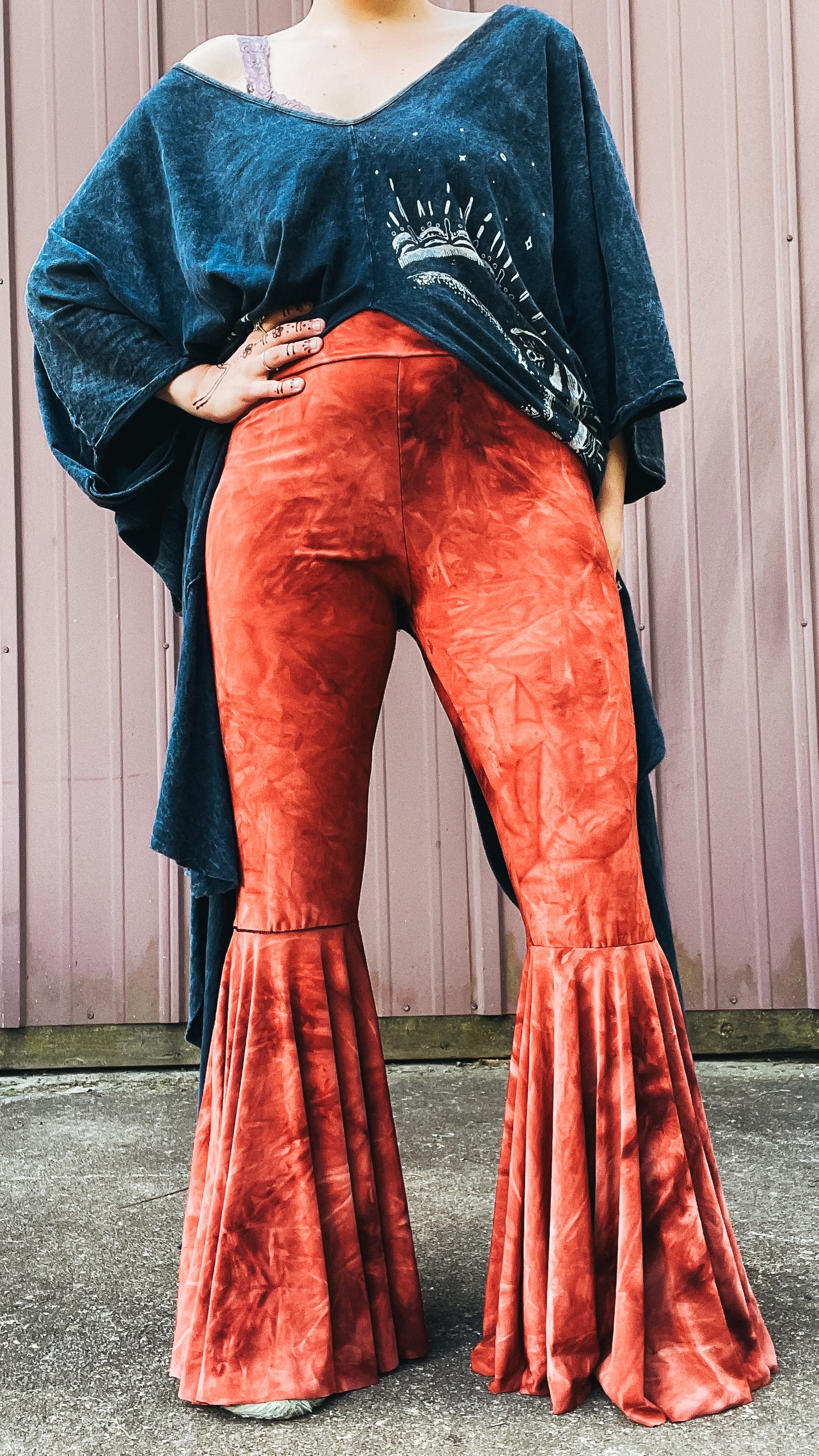 Rust Orange Tie Dye Bell Bottoms